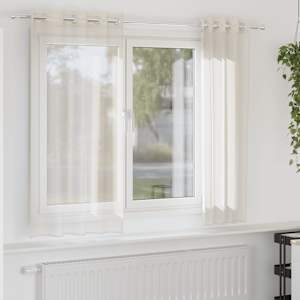 Voile zavese z vponkami 2 kosa kremna 140x175 cm