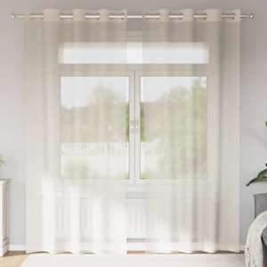 Voile zavese z vponkami 2 kosa kremna 140x245 cm