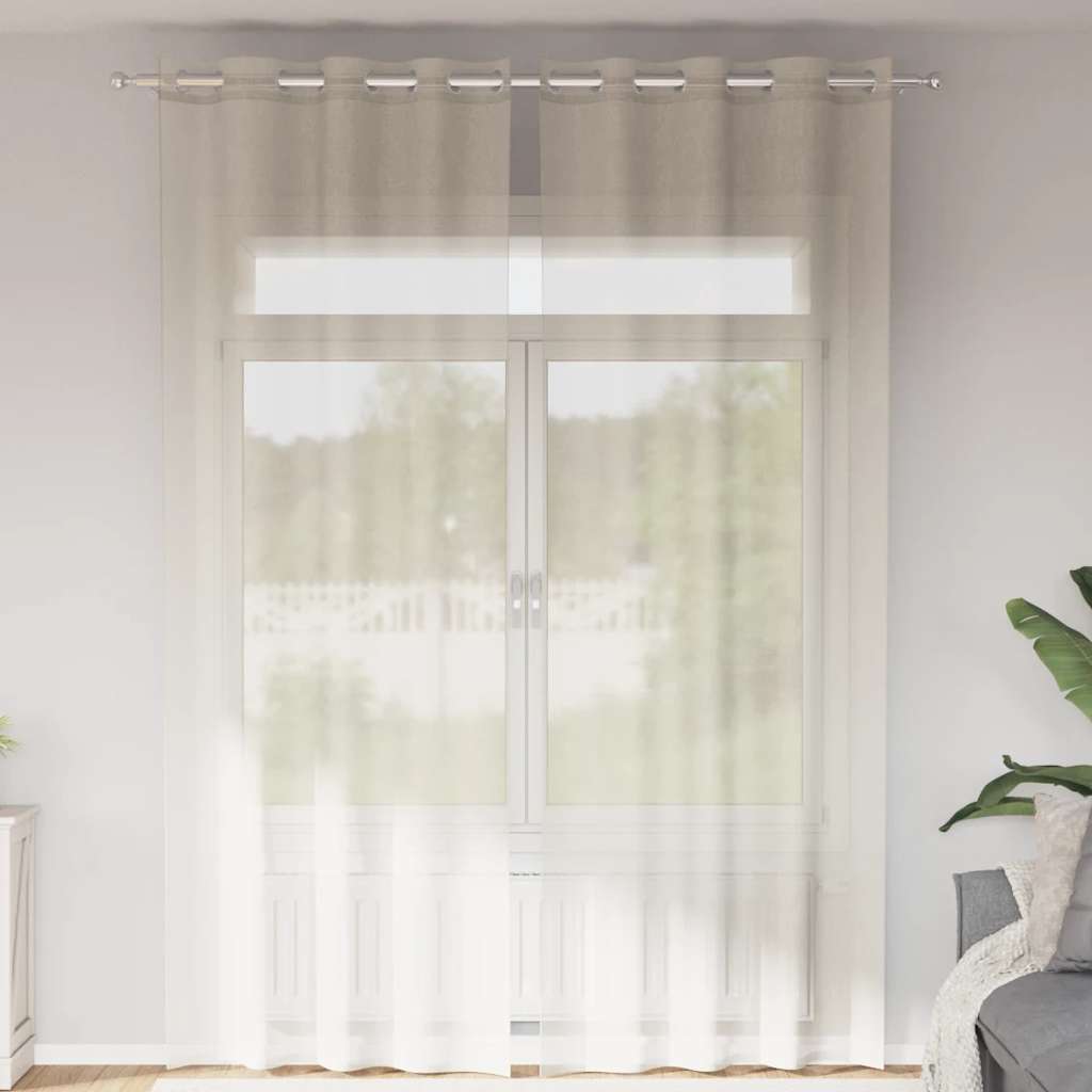 vidaXL Tende in Voile con Occhielli 2 pz Crema 140x260 cm