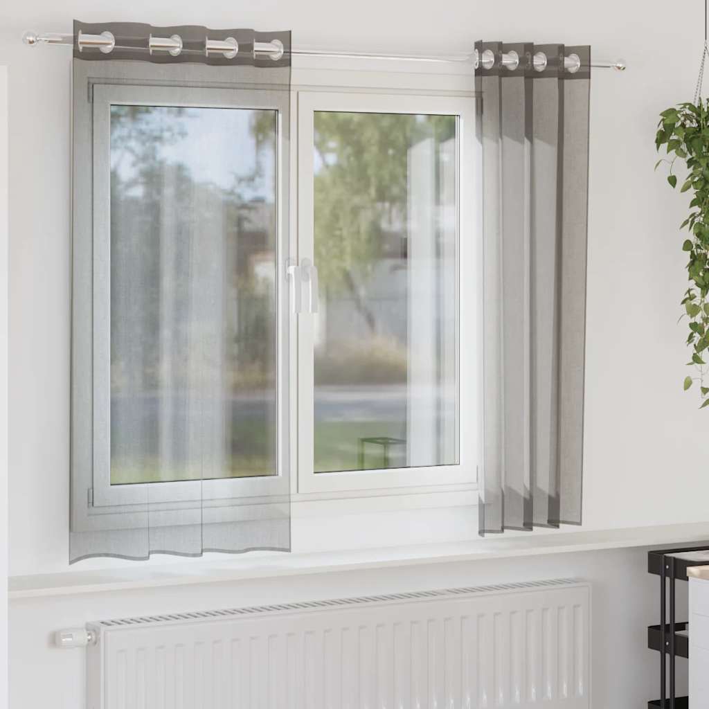 vidaXL voile-gardiner med øskner 2 stk. 140x175 cm mørkegrå