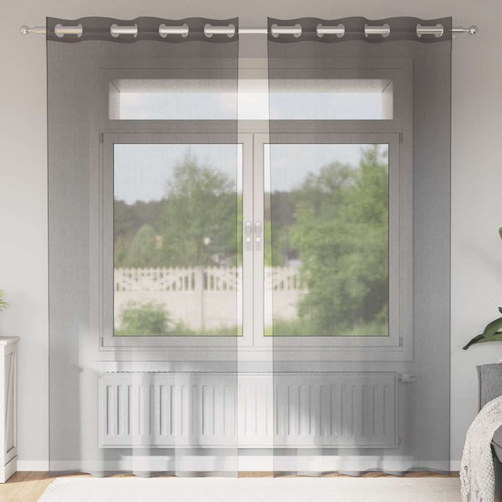 vidaXL voile-gardiner med øskner 2 stk. 140x225 cm mørkegrå