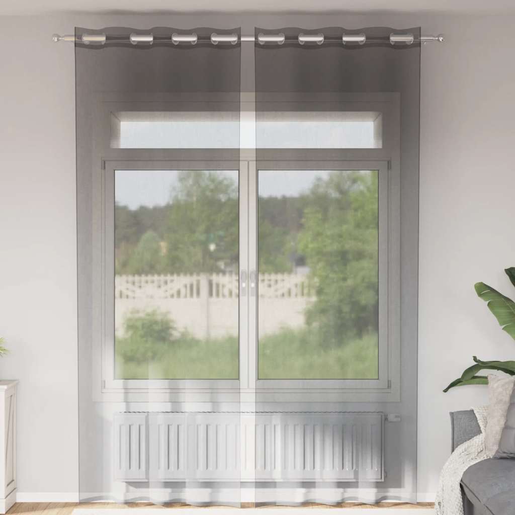 vidaXL Voileeverhot läpiviennillä 2 kpl tummanharmaa 140x260 cm