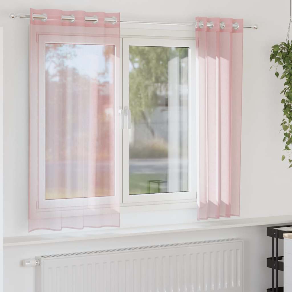 vidaXL Voileeverhot läpiviennillä 2 kpl vaaleanpunainen 140x140 cm