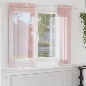 Voálové záclony s průchodkami 2 ks Světle růžová 140x140 cm - obrázek 1