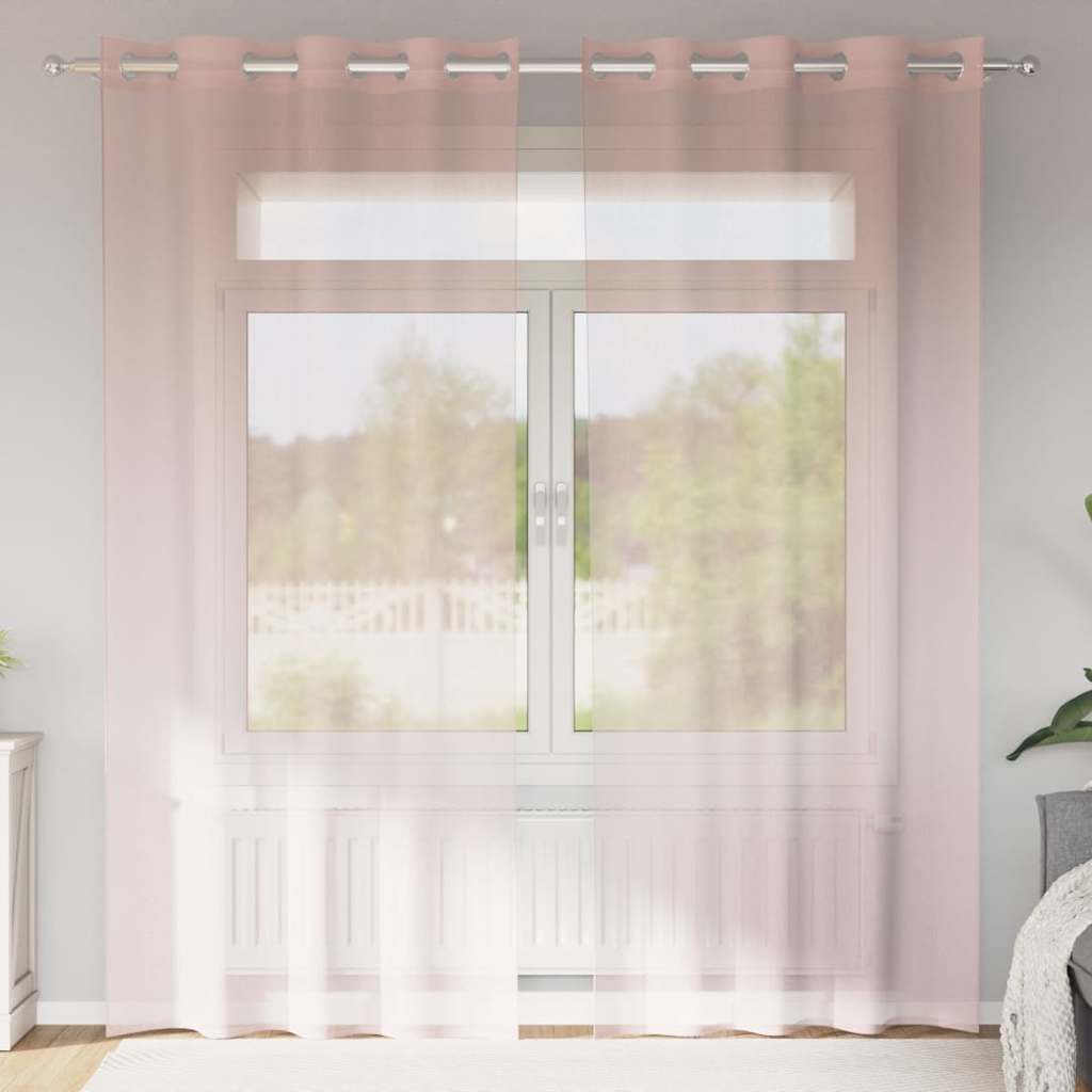 vidaXL Voileeverhot läpiviennillä 2 kpl vaaleanpunainen 140x245 cm