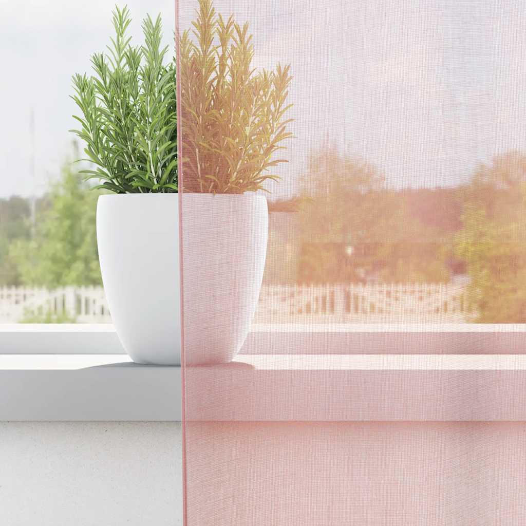 vidaXL Perdele Voile cu Oelii 2 buc Roz deschis 140x260 cm