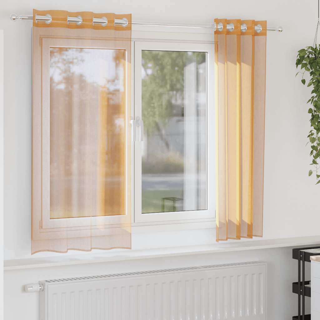 vidaXL Voileeverhot läpiviennillä 2 kpl oranssi 140x140 cm