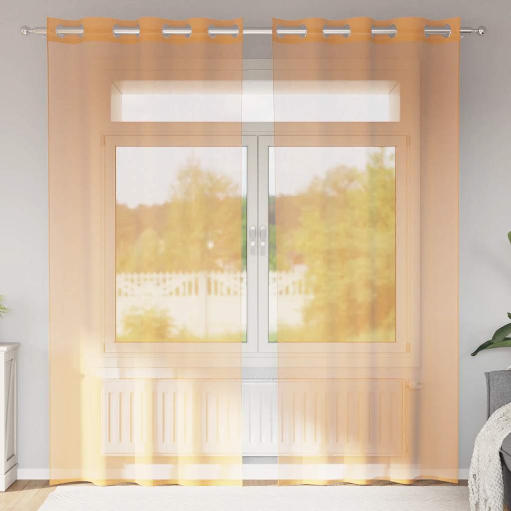 vidaXL Voile Vorhänge mit Ösen 2 Stk. Orange 140x245 cm