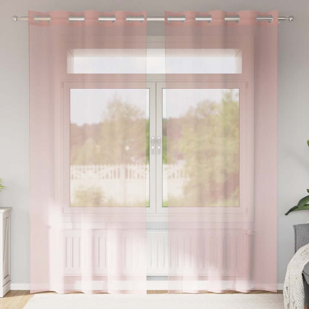 vidaXL Voile Vorhänge mit Ösen 2 Stk. Rosa 140x225 cm