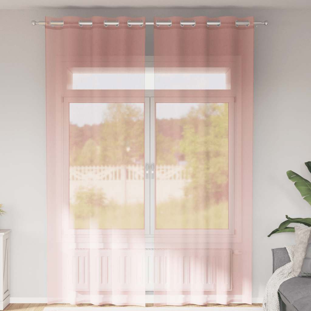 vidaXL Voile Vorhänge mit Ösen 2 Stk. Rosa 140x300 cm