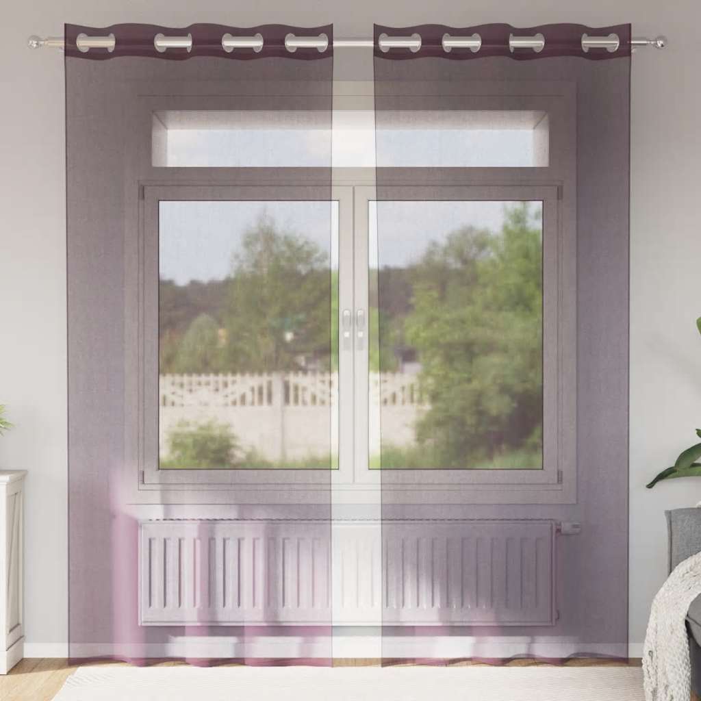 vidaXL Perdele Voile cu Oeli 2 buc Violet 140x245 cm