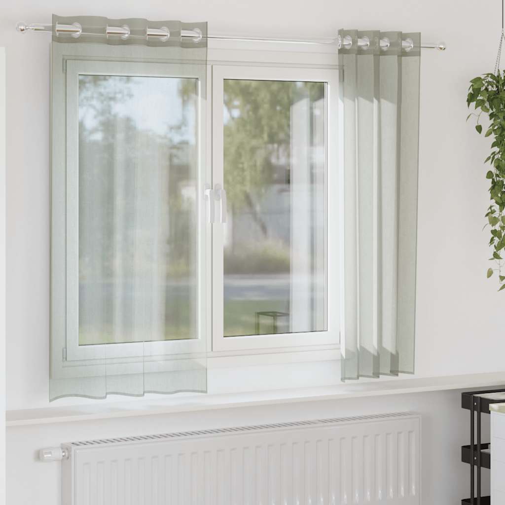 vidaXL Perdele Voile cu Oelii 2 buc Gri deschis 140x140 cm