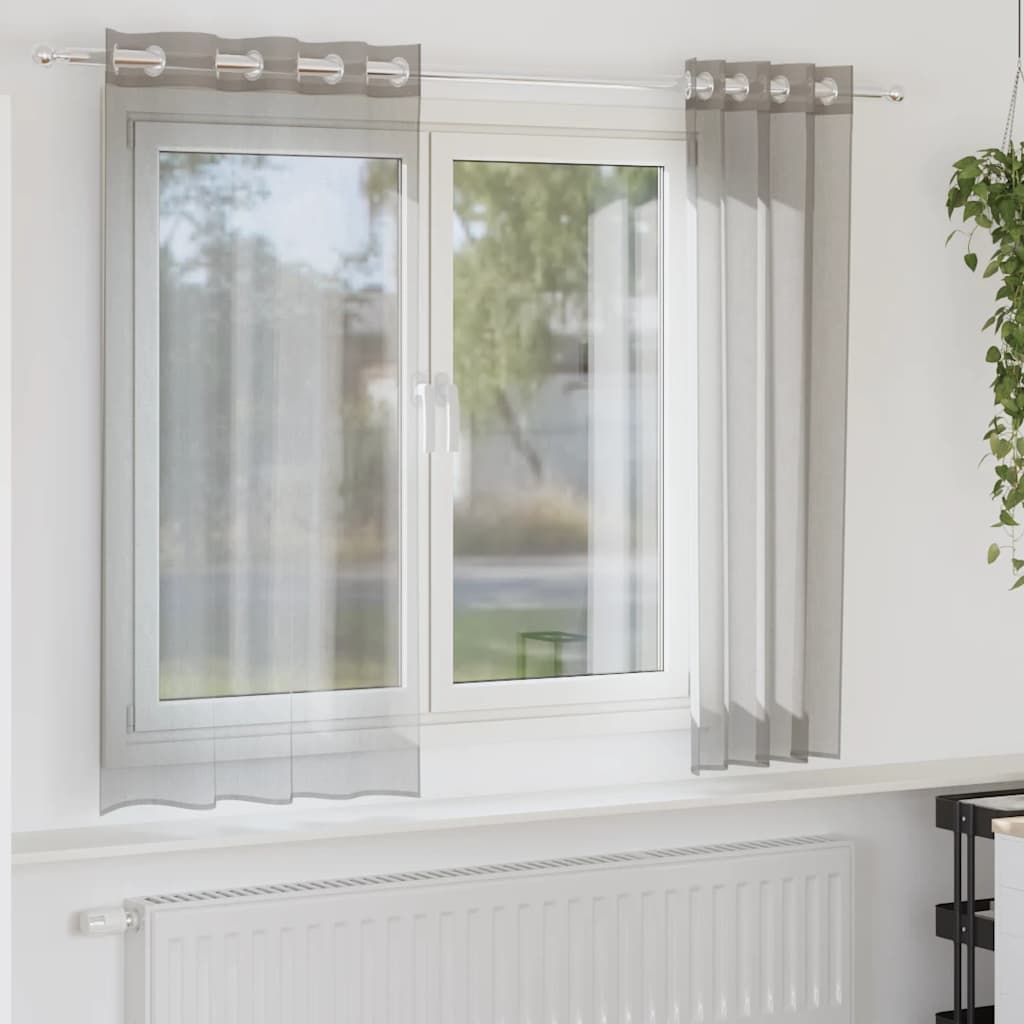 vidaXL Tende in Voile con Occhielli 2 pz Grigio Chiaro 140x140 cm