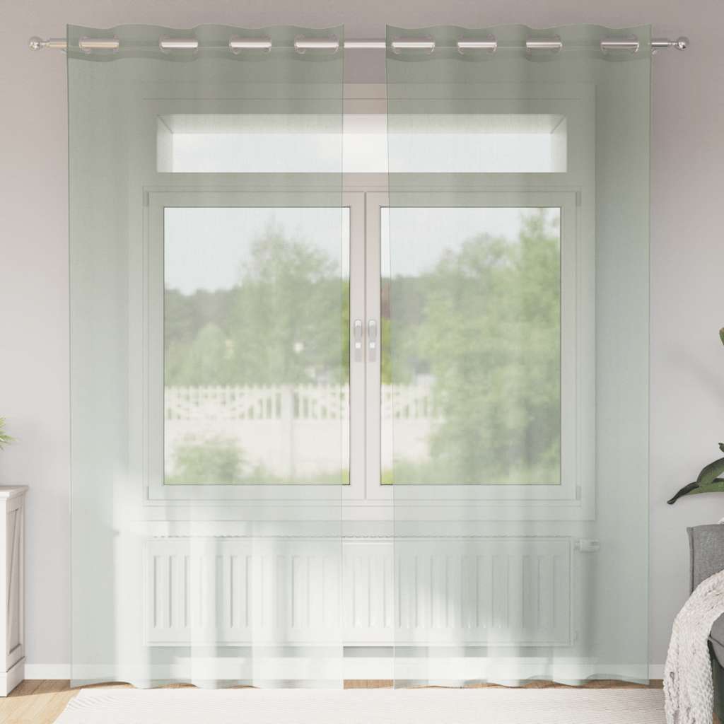 vidaXL Perdele Voile cu Oelii 2 buc Gri deschis 140x225 cm