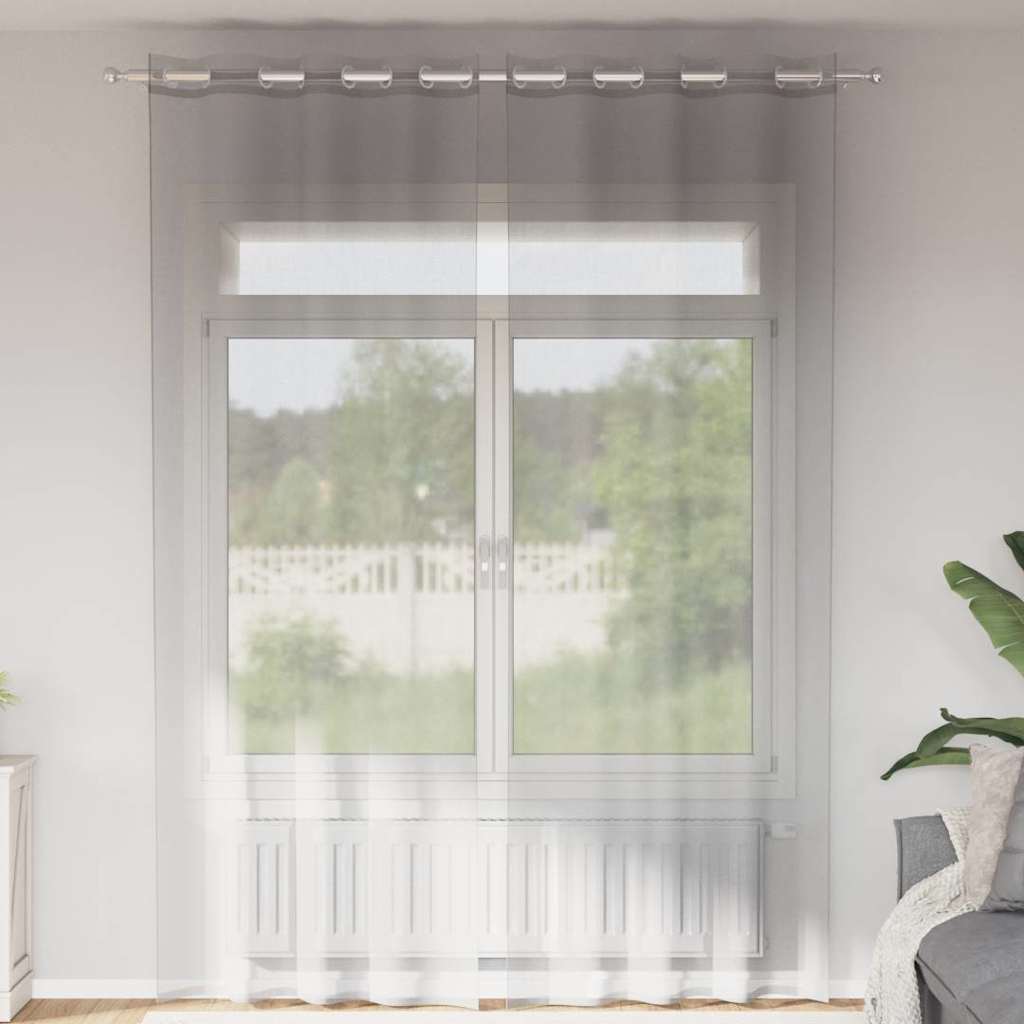 vidaXL Tende in Voile con Occhielli 2 pz Grigio Chiaro 140x260 cm
