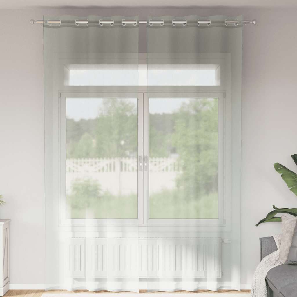 vidaXL Perdele Voile cu Oelii 2 buc Gri deschis 140x300 cm