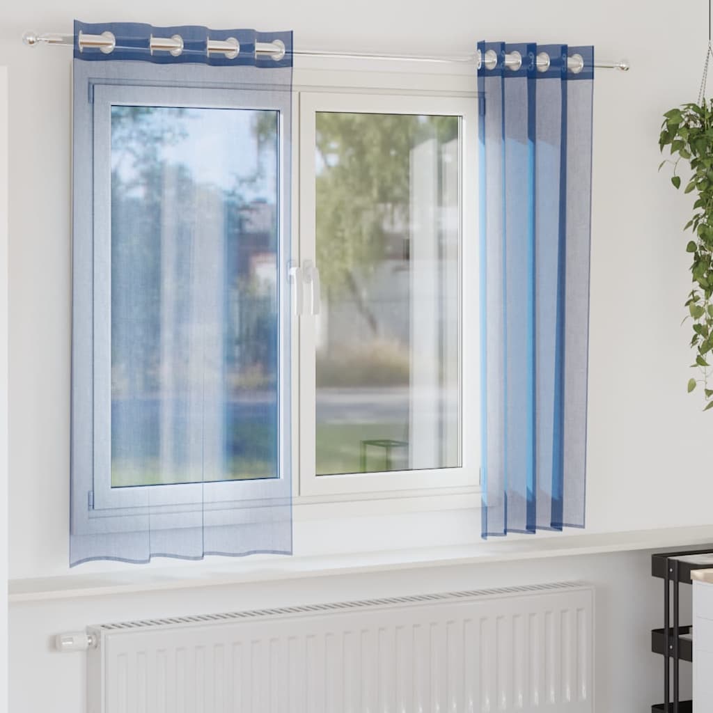 vidaXL Voile Vorhänge mit Ösen 2 Stk. Königsblau