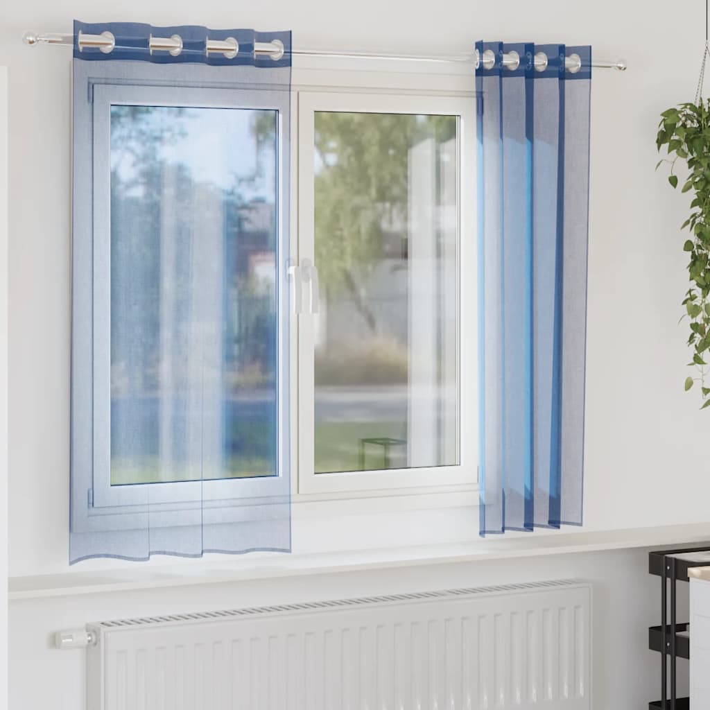 vidaXL Voileeverhot läpiviennillä 2 kpl syvänsininen