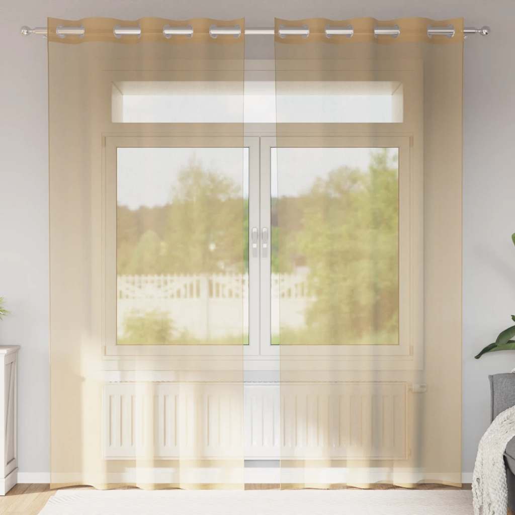 vidaXL Voile Vorhänge mit Ösen 2 Stk. Sandfarbe