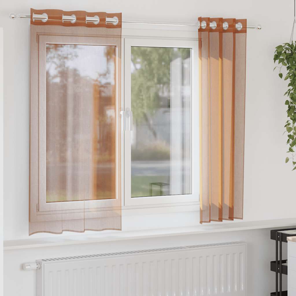 vidaXL Voile Vorhänge mit Ösen 2 Stk. Terrakotta