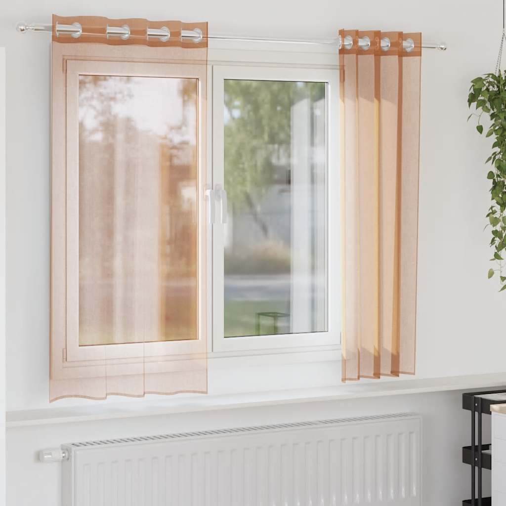 vidaXL Voileeverhot läpiviennillä 2 kpl terrakotta