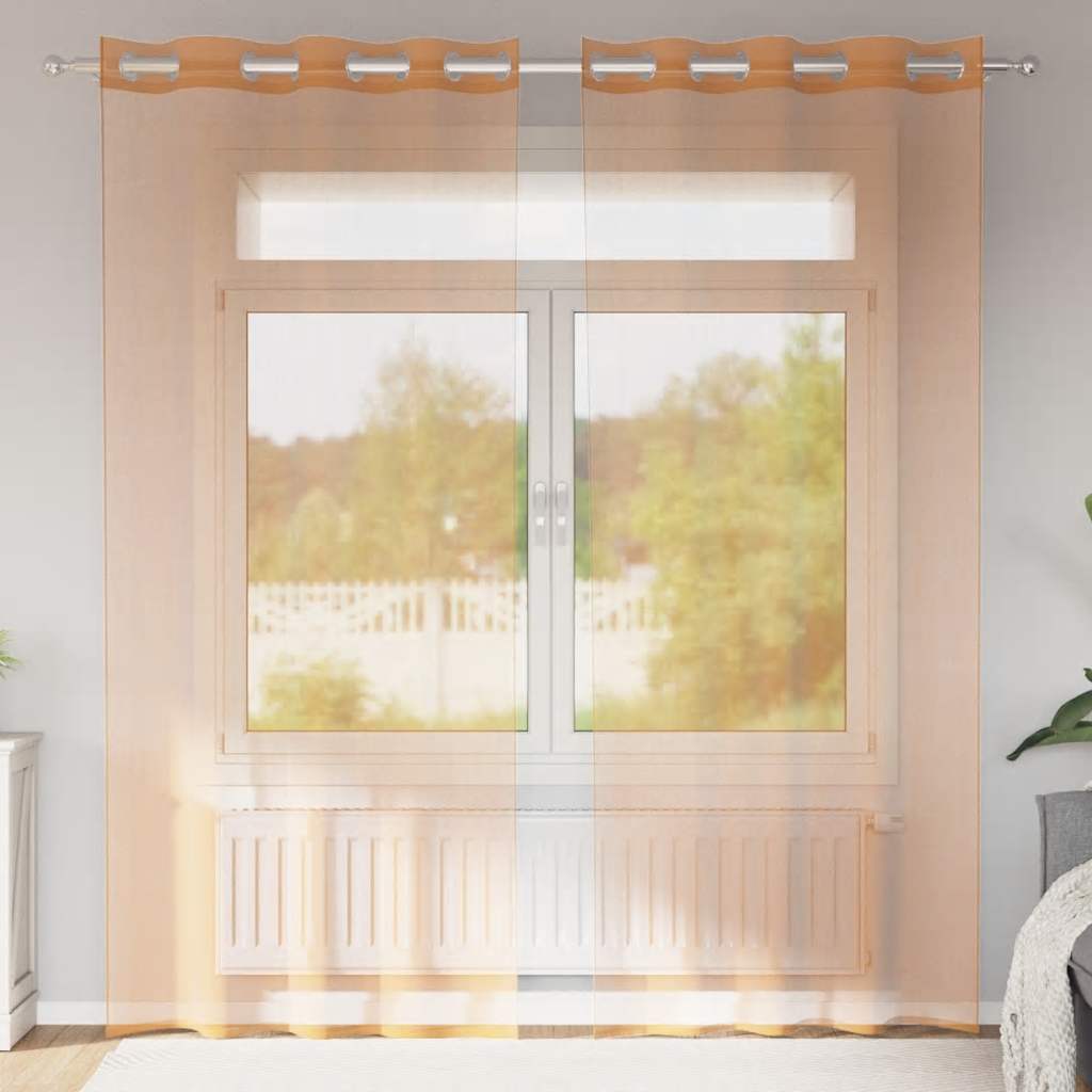 vidaXL Voileeverhot läpiviennillä 2 kpl terrakotta