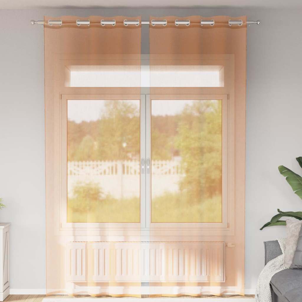 vidaXL Voileeverhot läpiviennillä 2 kpl terrakotta