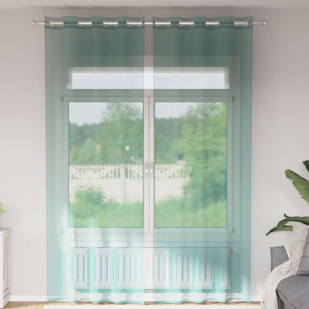 vidaXL Tende in Voile con Occhielli 2 pz Turchese