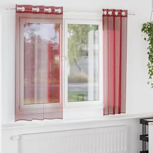 vidaXL Voile kardinad koos r&otilde;ngastega 2 tk Wine Red