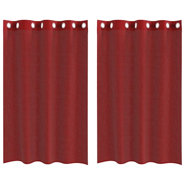 vidaXL Voile kardinad koos r&otilde;ngastega 2 tk Wine Red