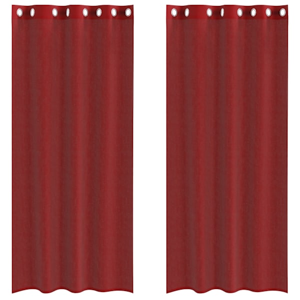 vidaXL Voile kardinad koos r&otilde;ngastega 2 tk Wine Red
