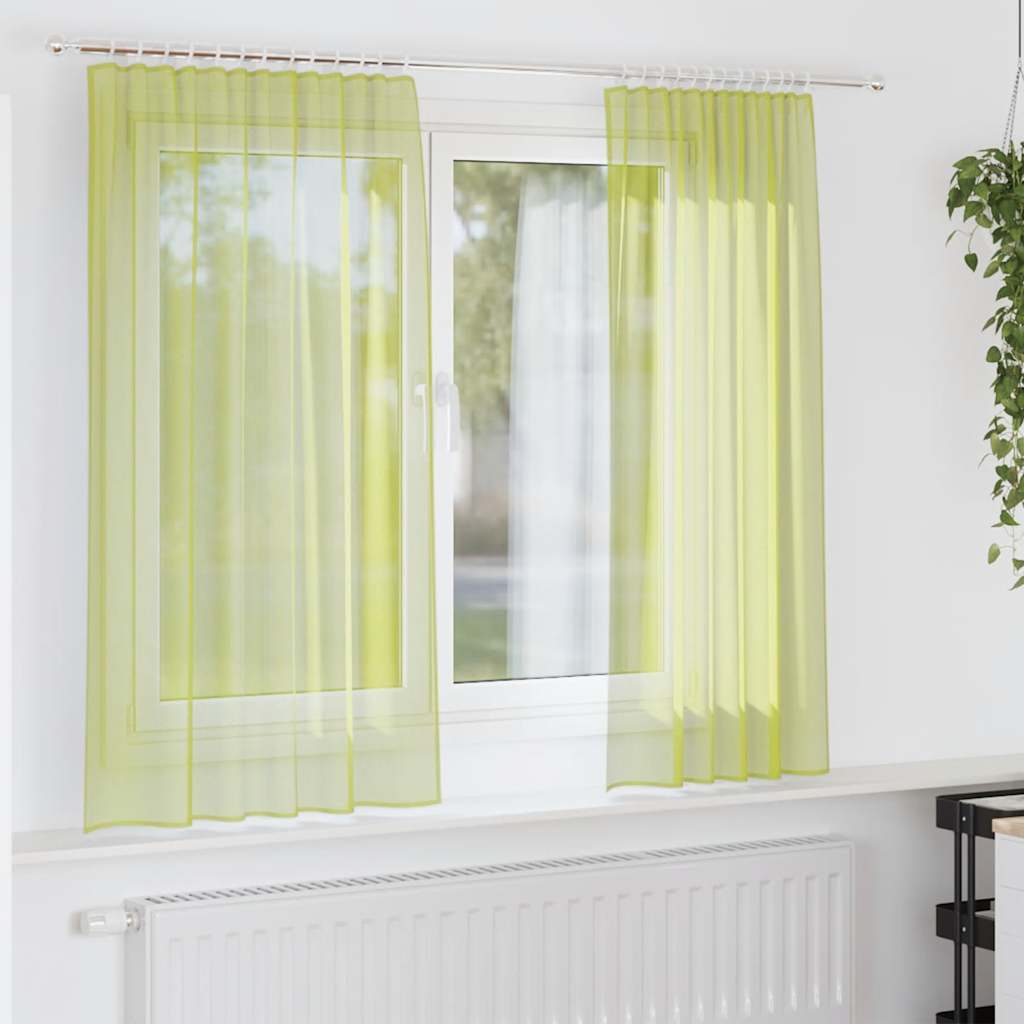 vidaXL Gordijnen voile met roedezakken 2 st appelgroen