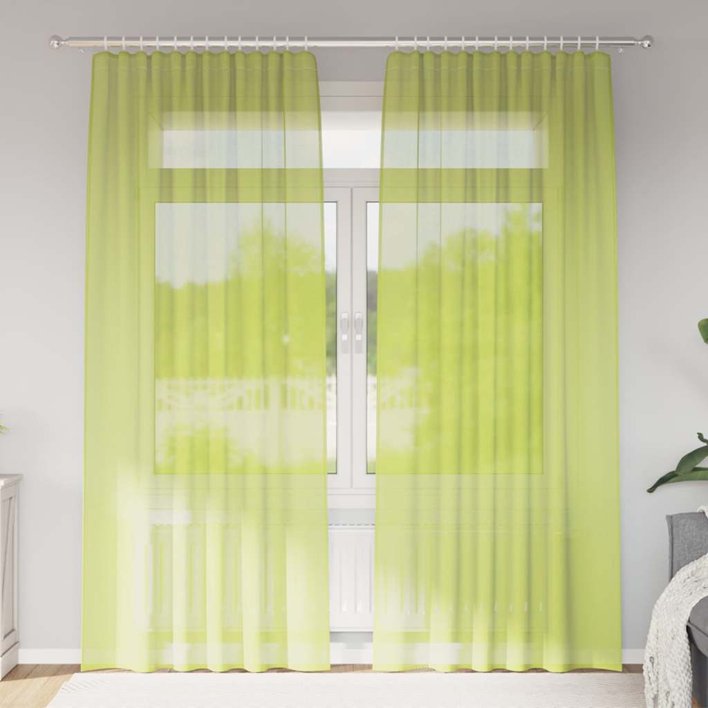 vidaXL Voile Vorhänge mit Stangentaschen 2 Stk. Apfelgrün