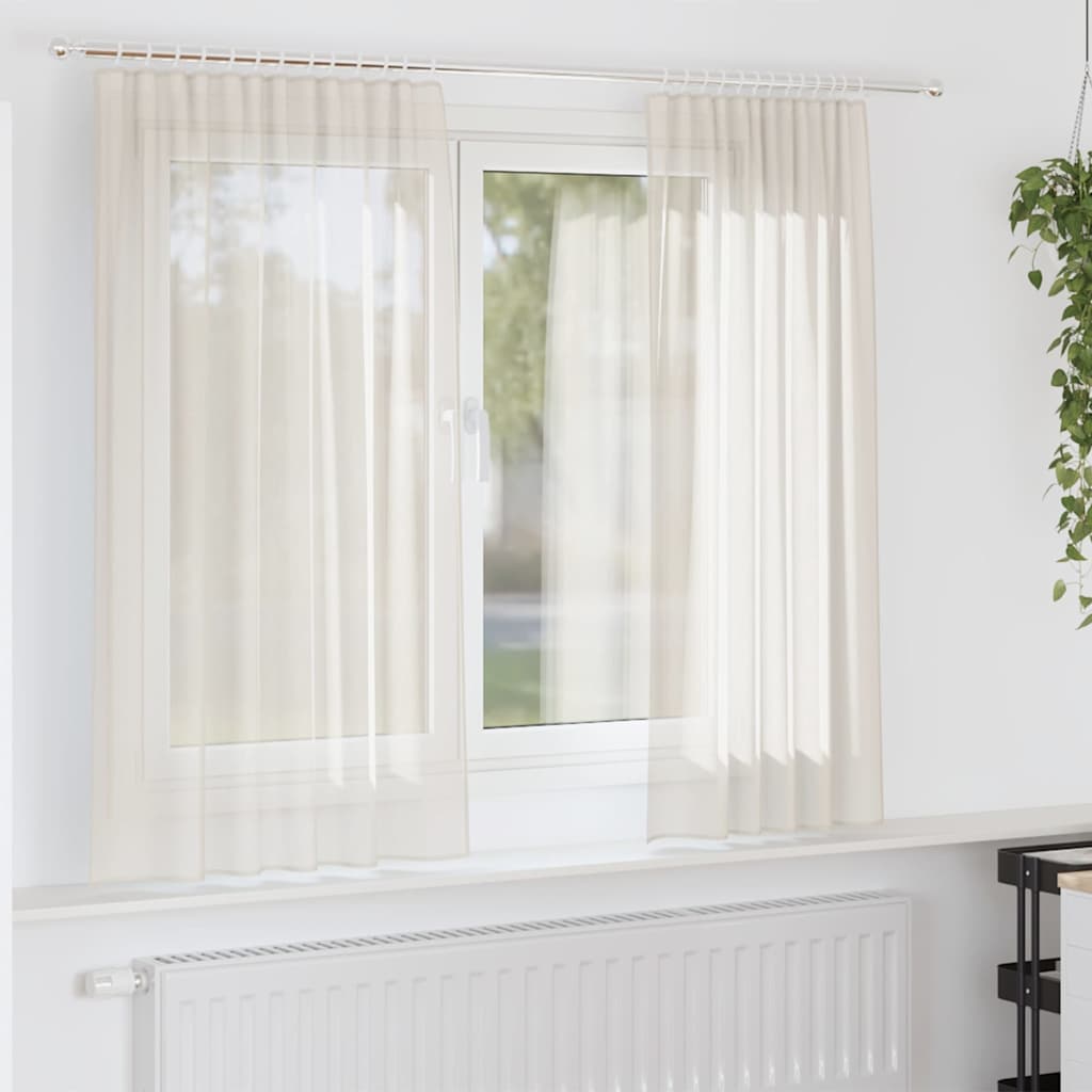 vidaXL Voile Vorhänge mit Stangentaschen 2 Stk. Creme