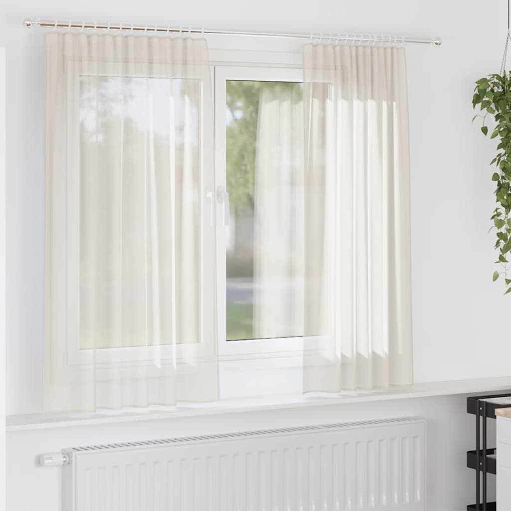 vidaXL Voile Vorhänge mit Stangentaschen 2 Stk. Creme