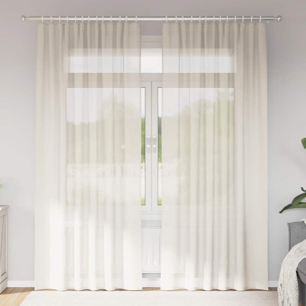 vidaXL Gordijnen voile met roedezakken 2 st crèmekleurig