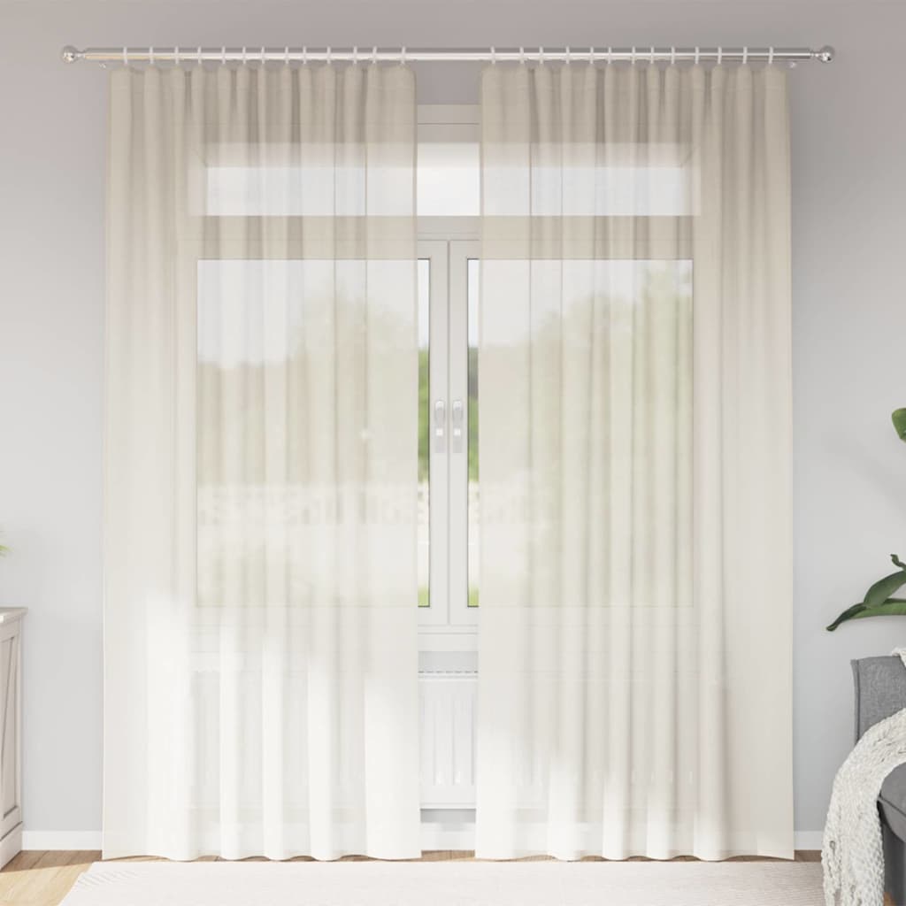 vidaXL Perdele Voile cu buzunare pentru bare 2 buc crem