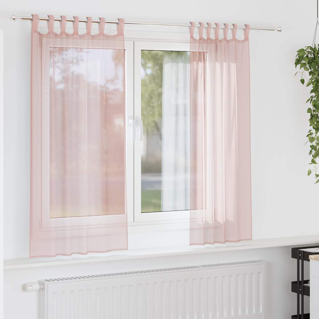 vidaXL Voile Vorhänge mit Stangentaschen 2 Stk. Hellrosa