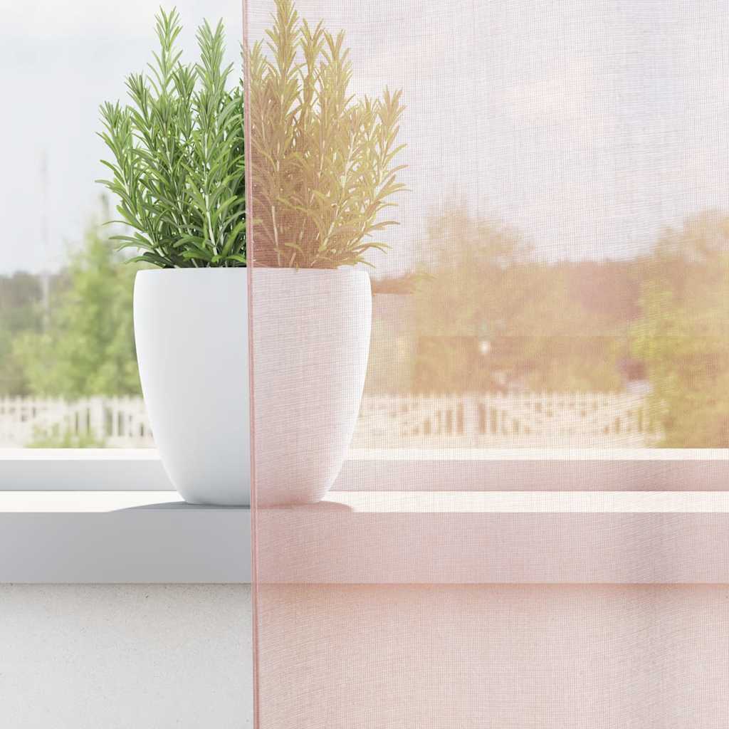 vidaXL Gordijnen voile met roedezakken 2 st lichtroze afbeelding