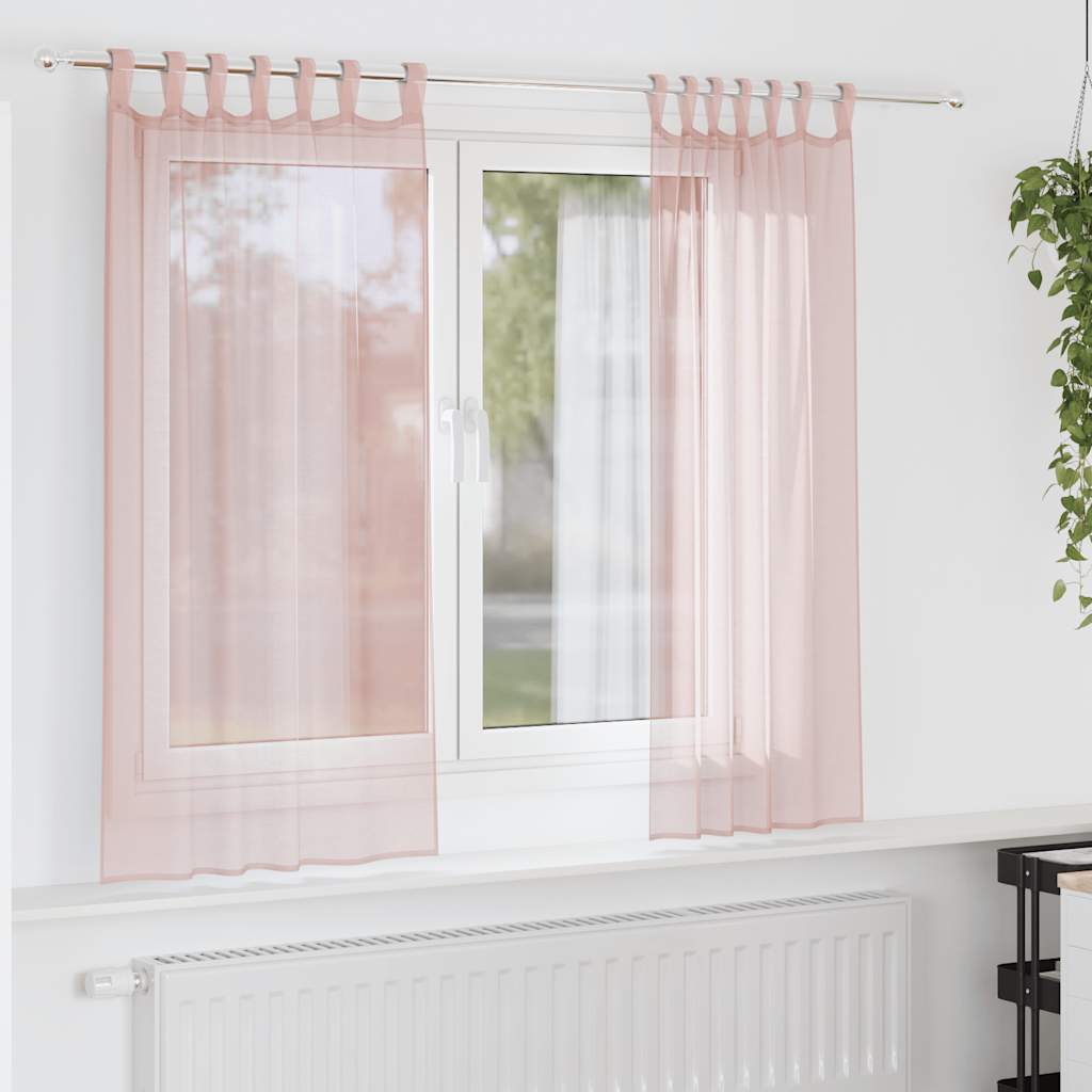 vidaXL Voile Vorhänge mit Stangentaschen 2 Stk. Hellrosa