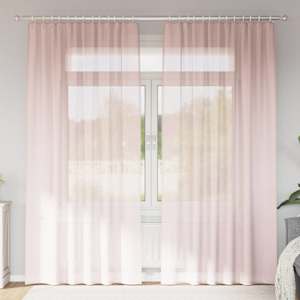 vidaXL Voile kardinad varrastega taskutega 2 tk Heleroosa
