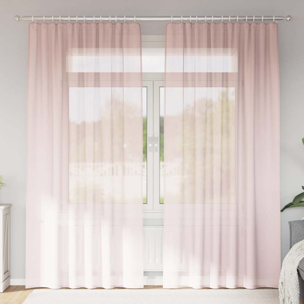 vidaXL Perdele Voile cu buzunare pentru bare 2 buc Roz deschis