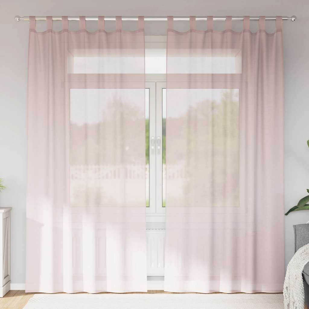 vidaXL Voile Vorhänge mit Stangentaschen 2 Stk. Hellrosa