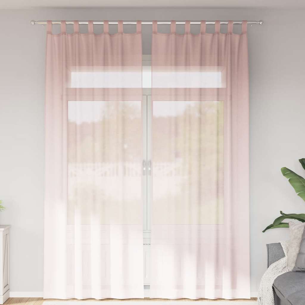 vidaXL Perdele Voile cu buzunare pentru bare 2 buc Roz deschis