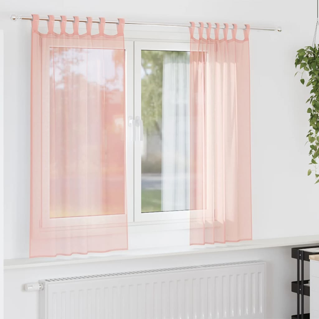 vidaXL Voile Vorhänge mit Stangentaschen 2 Stk. Rosa