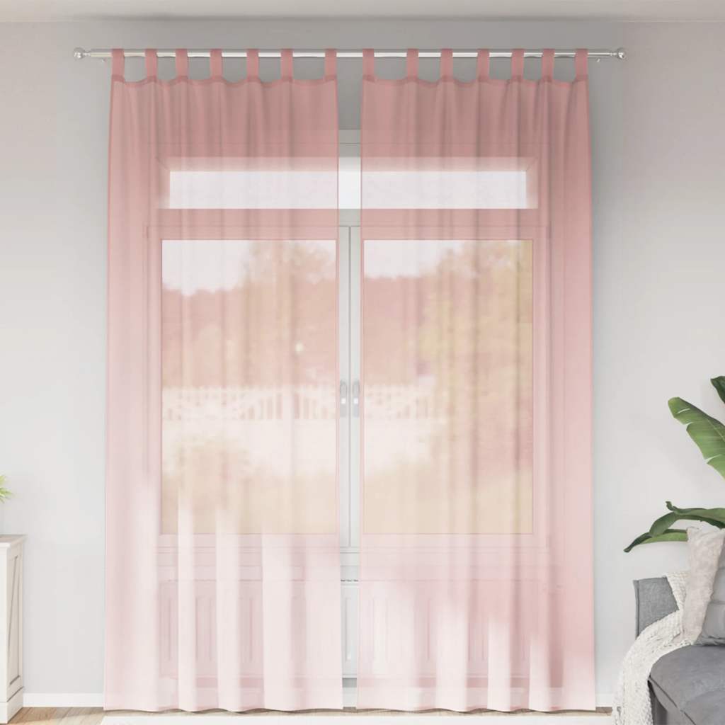 vidaXL Voile Vorhänge mit Stangentaschen 2 Stk. Rosa