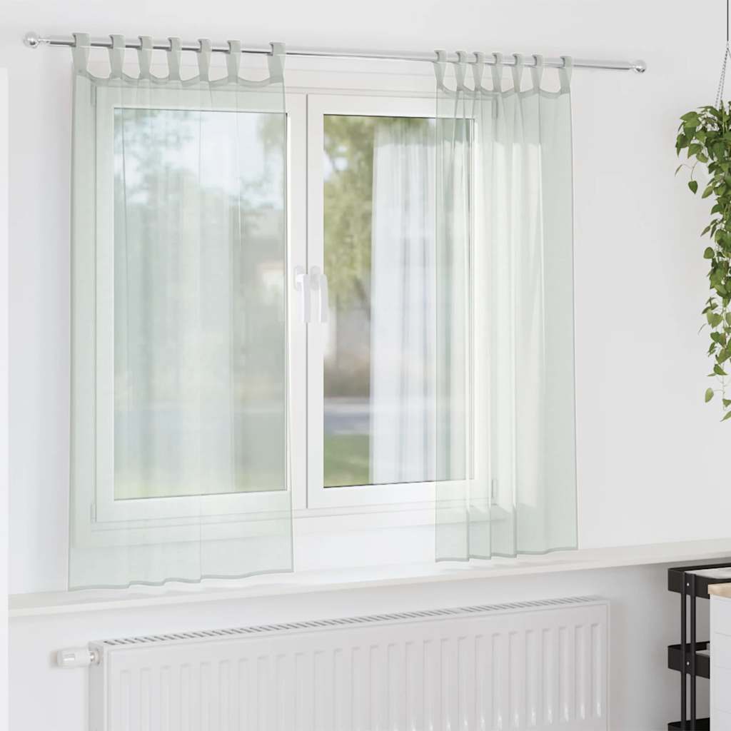 vidaXL Voile Vorhänge mit Stangentaschen 2 Stk. Hellgrau