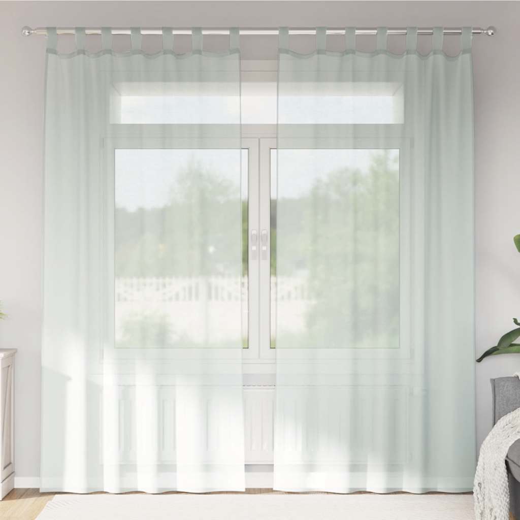 vidaXL Gordijnen voile met roedezakken 2 st lichtgrijs