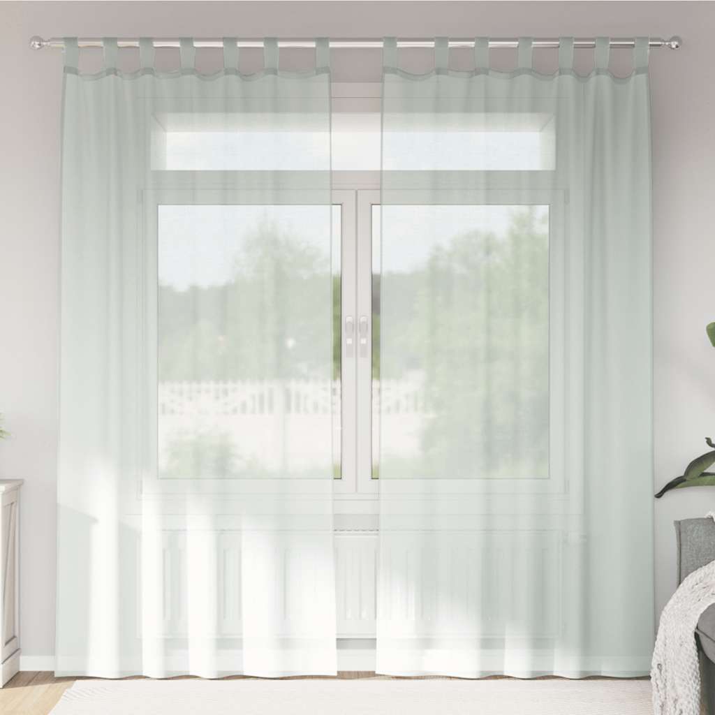 vidaXL Gordijnen voile met roedezakken 2 st lichtgrijs