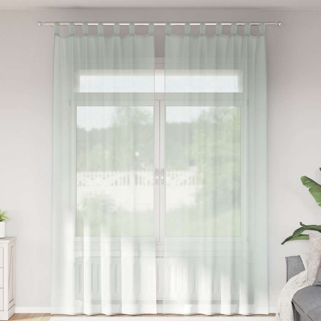 vidaXL Gordijnen voile met roedezakken 2 st lichtgrijs